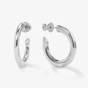 Melinda Maria Beacon Hoops 1" White Diamondettes Hoops Silver NEW - FIRM ✨️